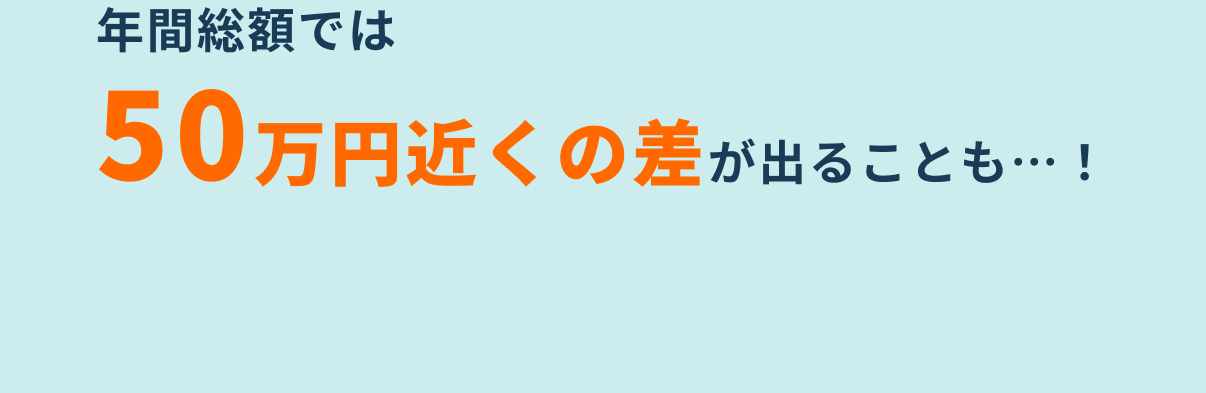 年間総額では50万円近くの差がでることも